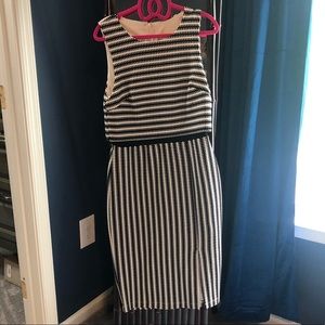 Bisou Bisou black and white midi dress size 8